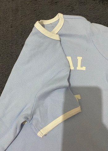 Mavi Pamuklu Baskılı Kadın Tişört - Görsel 2