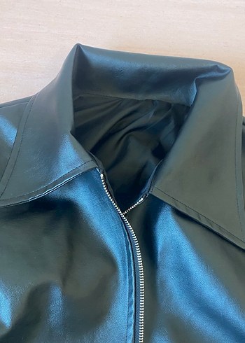 Siyah Parlak Deri Kadın Ceket - Görsel 5