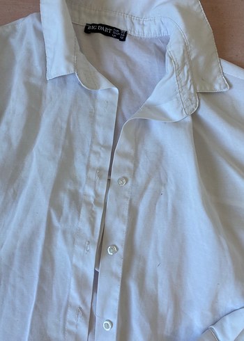 Düğmeli Beyaz Keten Kadın Gömlek - Görsel 4