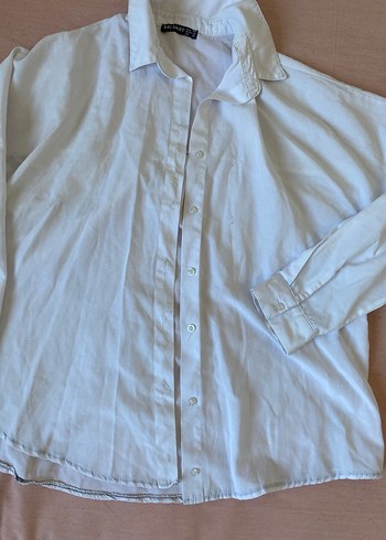 Düğmeli Beyaz Keten Kadın Gömlek - Görsel 2