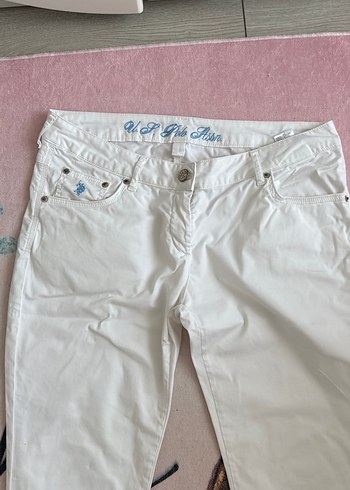 Beyaz Düğmeli Kadın Kumaş Pantolon - Görsel 2