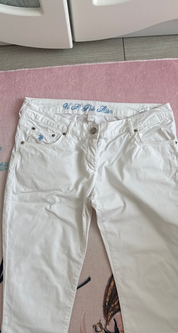 Beyaz Düğmeli Kadın Kumaş Pantolon - Görsel 2