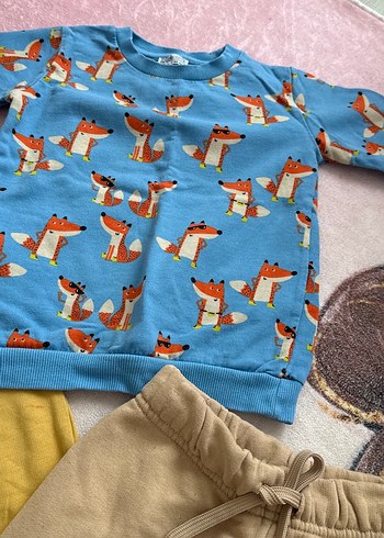 Erkek Bebek Nakışlı ve Baskılı Sweatshirt Takımı - Görsel 4