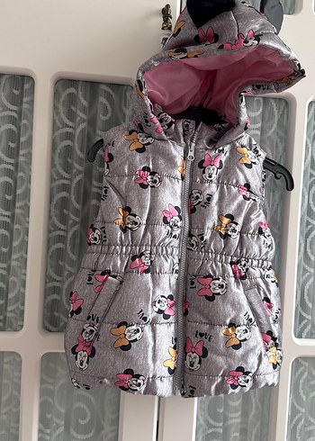 Kız Çocuk Gri Kapüşonlu Baskılı Yelek - Görsel 2