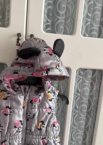 Kız Çocuk Gri Kapüşonlu Baskılı Yelek - Görsel 3