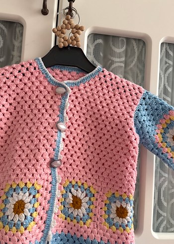 Bohem Tarzı Renkli Örgü Kız Hırka - Görsel 3