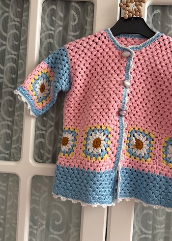 Bohem Tarzı Renkli Örgü Kız Hırka - Görsel 2