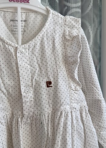 Pierre Cardin Kız Çocuk Uzun Kollu Beyaz Nakışlı Elbise