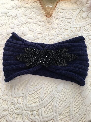Lacivert Nakışlı Bandana