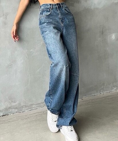 Kendinden tokalı baggy jean