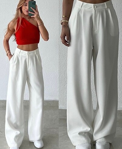 BEYAZ TENSEL KUMAŞ PANTALON