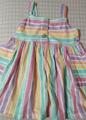 12-18 Ay Beden çeşitli Renk Kız Çocuk Pastel Renkli Askılı Elbise