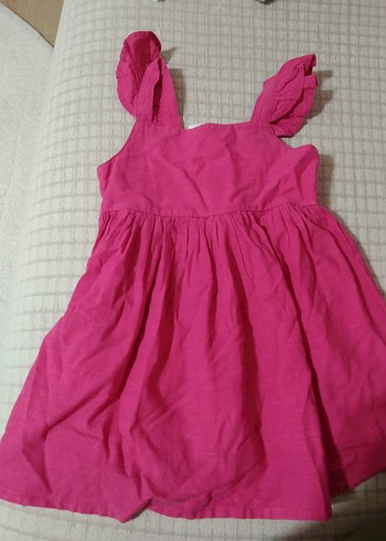 LC Waikiki Kız Çocuk Pembe Keten Fırfırlı Elbise