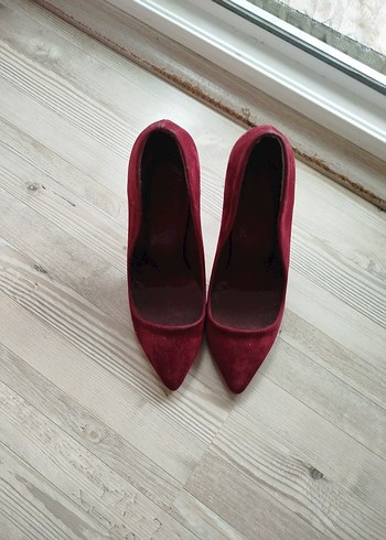 Bordo Süet Stiletto Topuklu Kadın Ayakkabı
