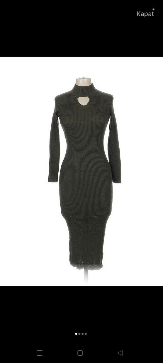Uzun Kollu Triko Elbise - Görsel 2