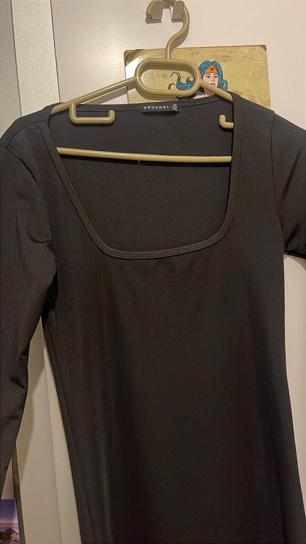 Siyah Uzun Dar Kesim Elbise - Görsel 2