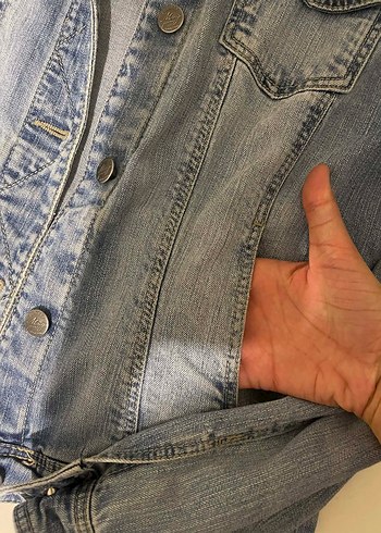 Kadın Gri Denim Ceket Düğmeli ve Dar Kesim - Görsel 4