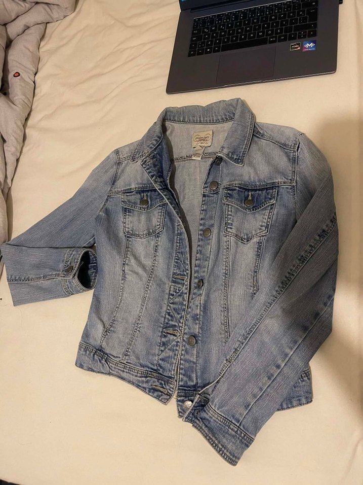 Kadın Gri Denim Ceket Düğmeli ve Dar Kesim - Görsel 2