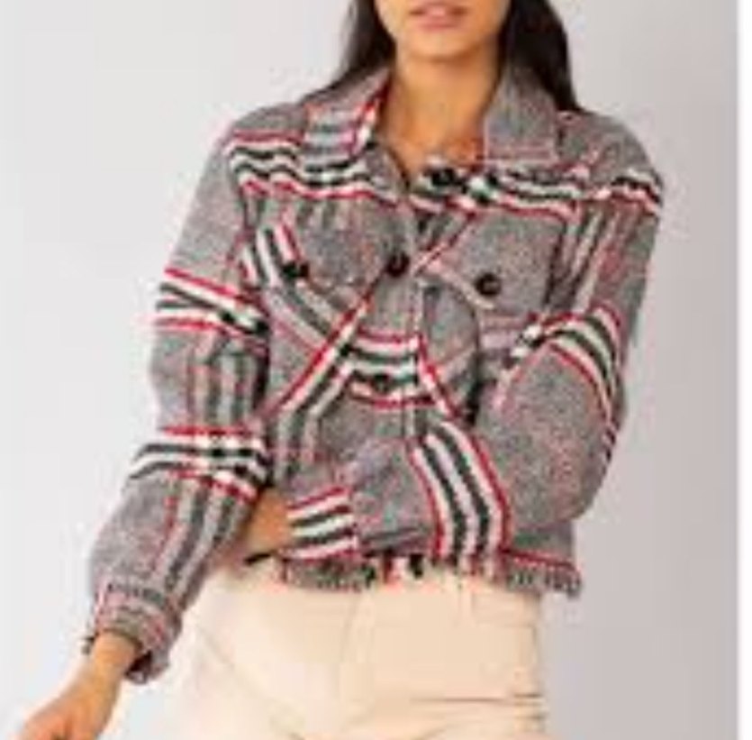 Düğmeli Mini Ekose Ceket - Görsel 3