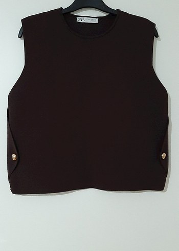 Zara Siyah Kısa Düğmeli Kadın Yelek Zara xl beden