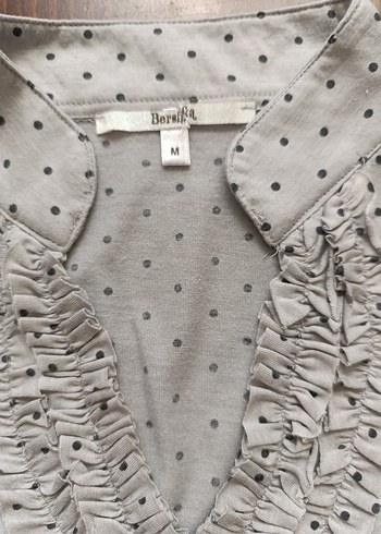 Gri Puantiyeli V Yaka bluz - Görsel 5