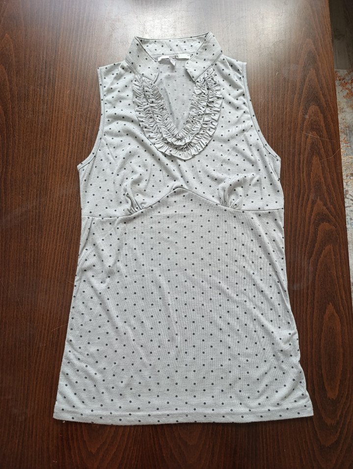 Gri Puantiyeli V Yaka bluz - Görsel 3