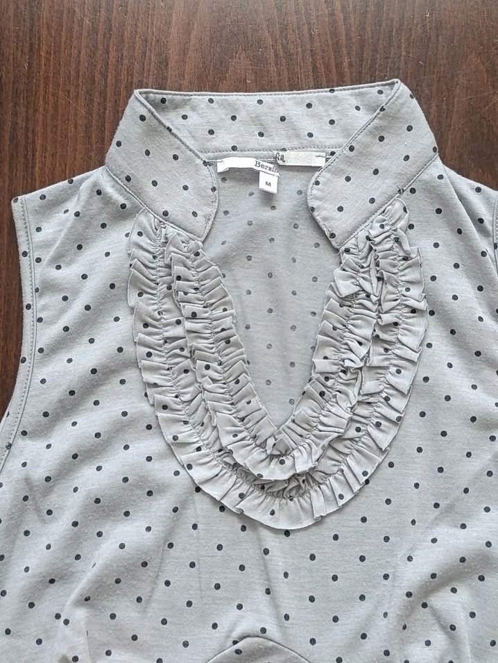 Gri Puantiyeli V Yaka bluz - Görsel 2