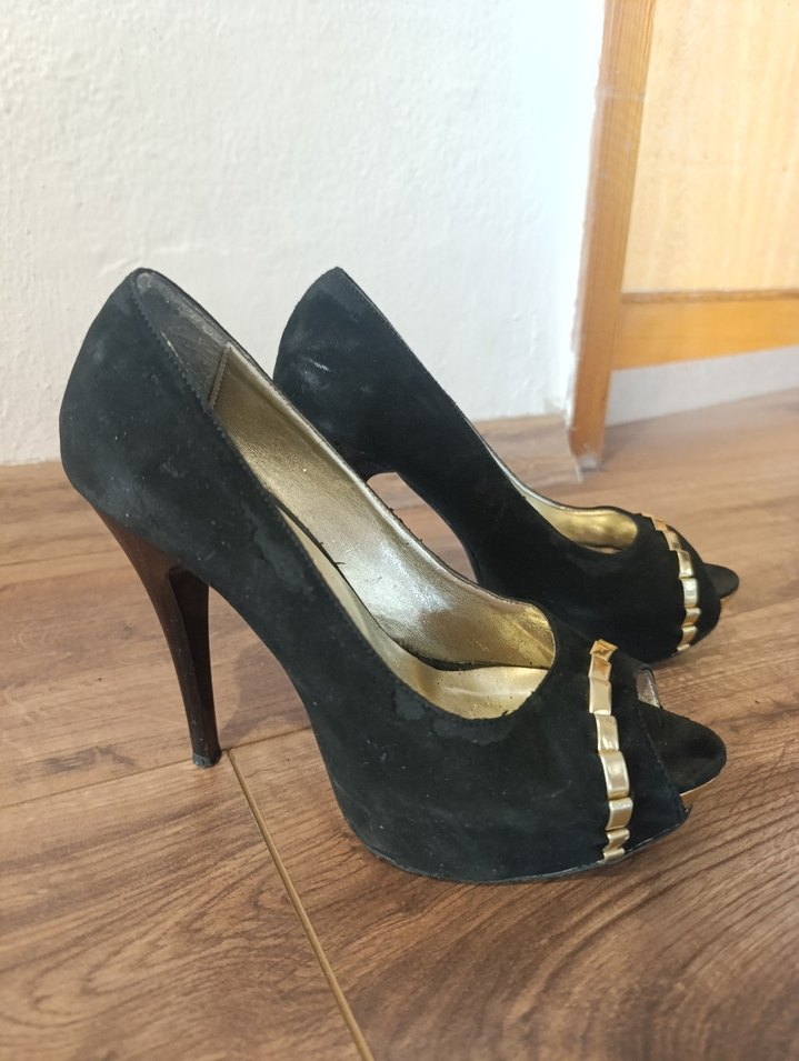 Altın Renkli Platform Topuklu Kadın Abiye Ayakkabı - Görsel 2