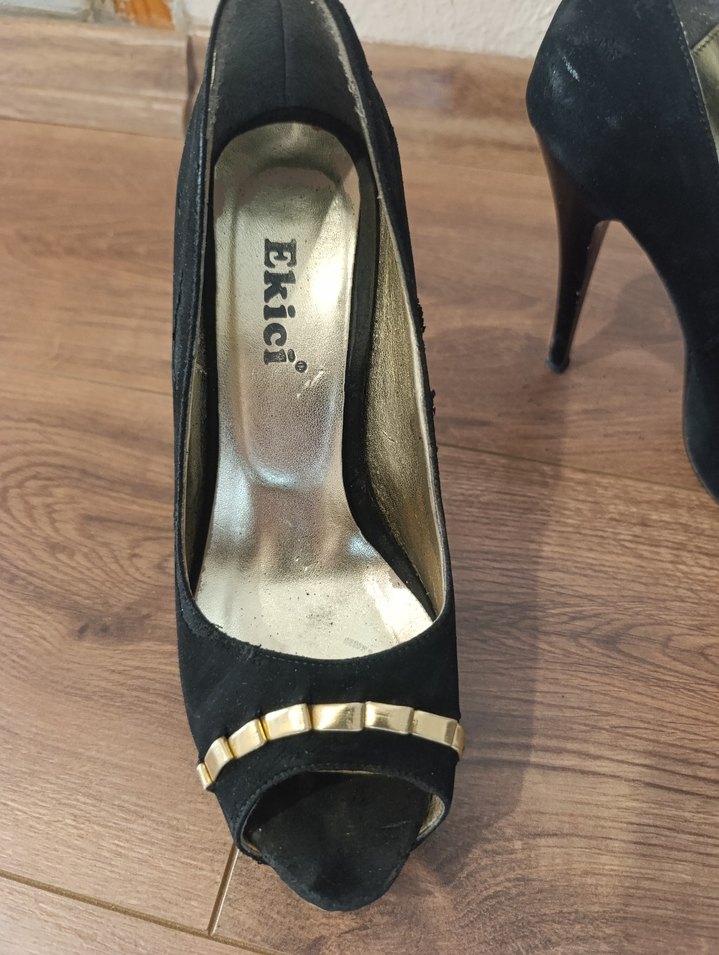 Altın Renkli Platform Topuklu Kadın Abiye Ayakkabı - Görsel 3