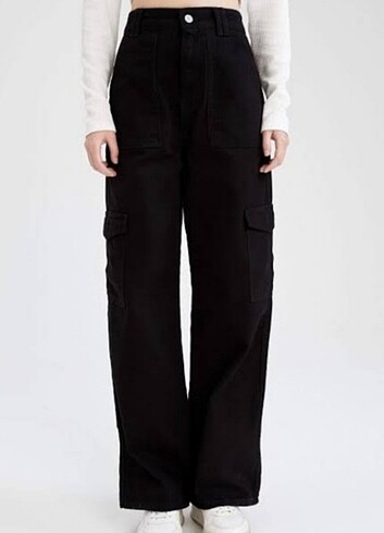 Siyah Vintage Kargo Pantalon 