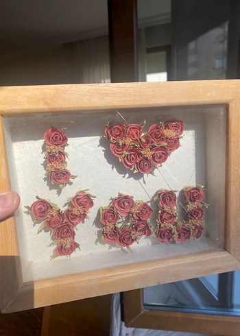 Bordo Gül Detaylı Ahşap Çerçeve - Görsel 2