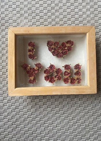 Bordo Gül Detaylı Ahşap Çerçeve - Görsel 4