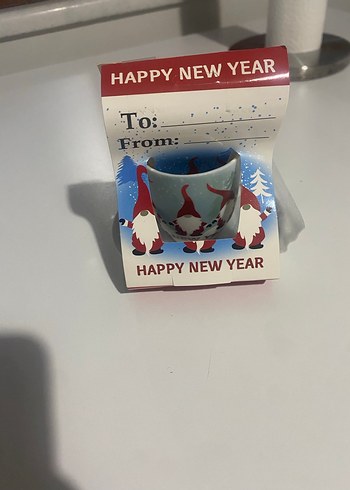 Renkli Yeni Yıl Temalı kahve Fincanı ve Tabak - Görsel 2