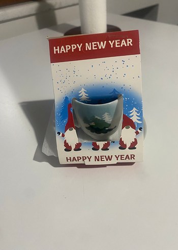 Renkli Yeni Yıl Temalı kahve Fincanı ve Tabak - Görsel 3