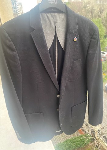 Erkek Siyah Düğmeli Ofis Takım Elbise Ceketi - Görsel 3