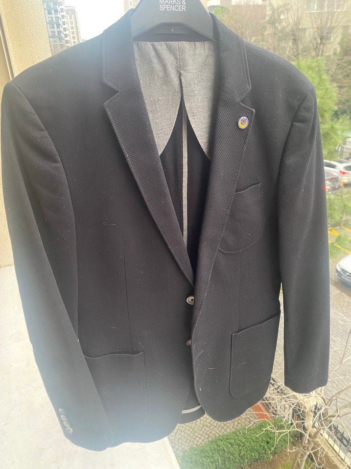 Erkek Siyah Düğmeli Ofis Takım Elbise Ceketi - Görsel 3