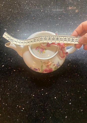 Pastel Çiçek Desenli Beyaz Porselen damgalı Demlik - Görsel 8