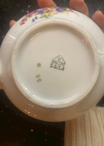 Pastel Çiçek Desenli Beyaz Porselen damgalı Demlik - Görsel 6