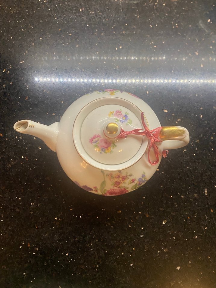 Pastel Çiçek Desenli Beyaz Porselen damgalı Demlik - Görsel 4