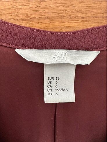 36 Beden H&M Bordo Dökümlü Elbise