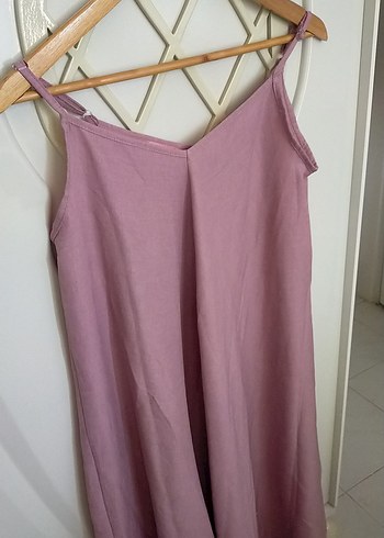 Lila V Yaka elbise