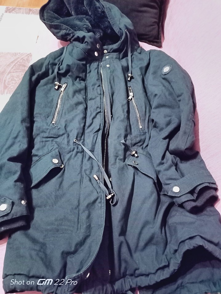 Loft kadın Lacivert Kapüşonlu Fermuarlı Ceket mont - Görsel 3