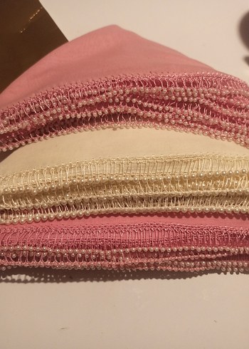 Boncuk İşlemeli Parlak Pembe Kadın tülbent - Görsel 10