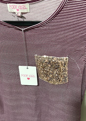 Mor Uzun Kollu Kız Çocuk Tişört USA dan M beden - Görsel 5