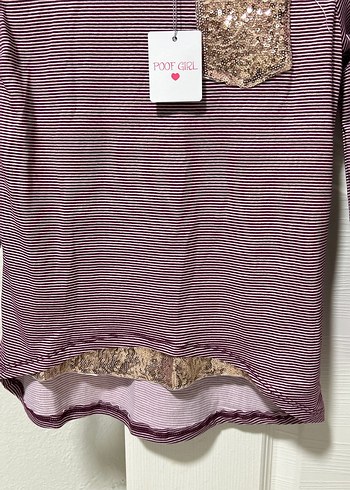 Mor Uzun Kollu Kız Çocuk Tişört USA dan M beden - Görsel 2