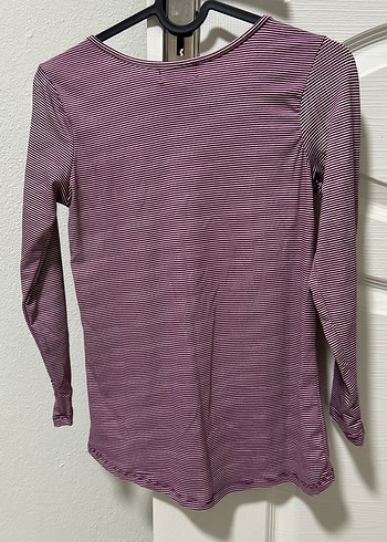 Mor Uzun Kollu Kız Çocuk Tişört USA dan M beden - Görsel 4