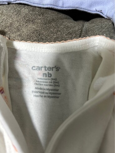 Yenidoğan Beden mavi Renk Carters marka iki adet orijinal yeni doğan bebek tulumu