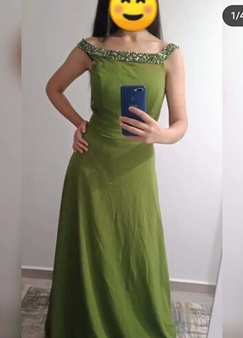 38 Beden yeşil Renk Uzun elbise 