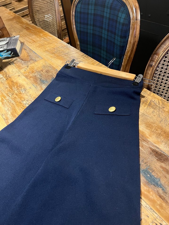 Düğmeli Lacivert Triko Kadın Pantolon - Görsel 4