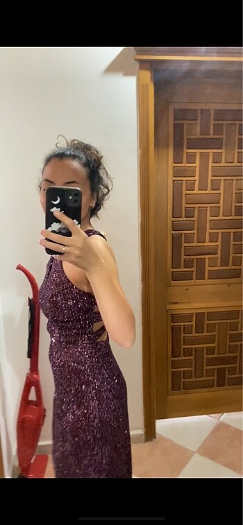 s Beden Sırt detaylı mürdüm abiye